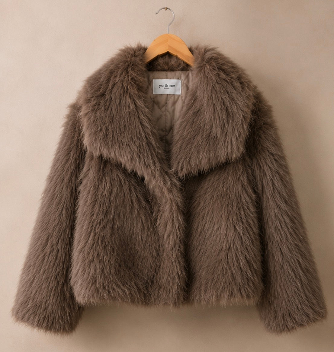 Faux Fur Jacket Taupe | Yu & Me Paris