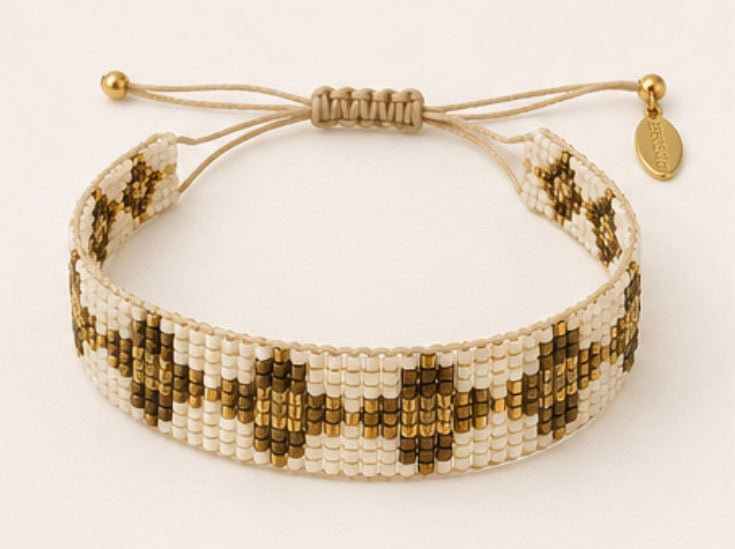 By Shir Miyuki Armband Graphic – Beige/Goud