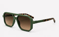 Groene zonnebril met panterprint pootjes