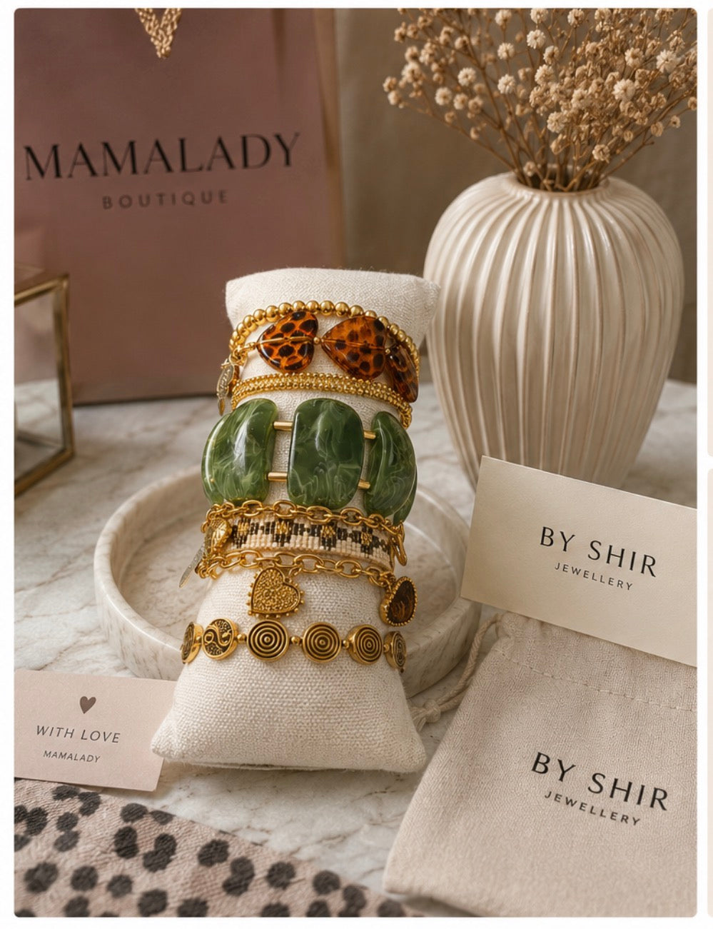 By Shir Statement Armband Green