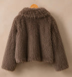 Faux Fur Jacket Taupe | Yu & Me Paris