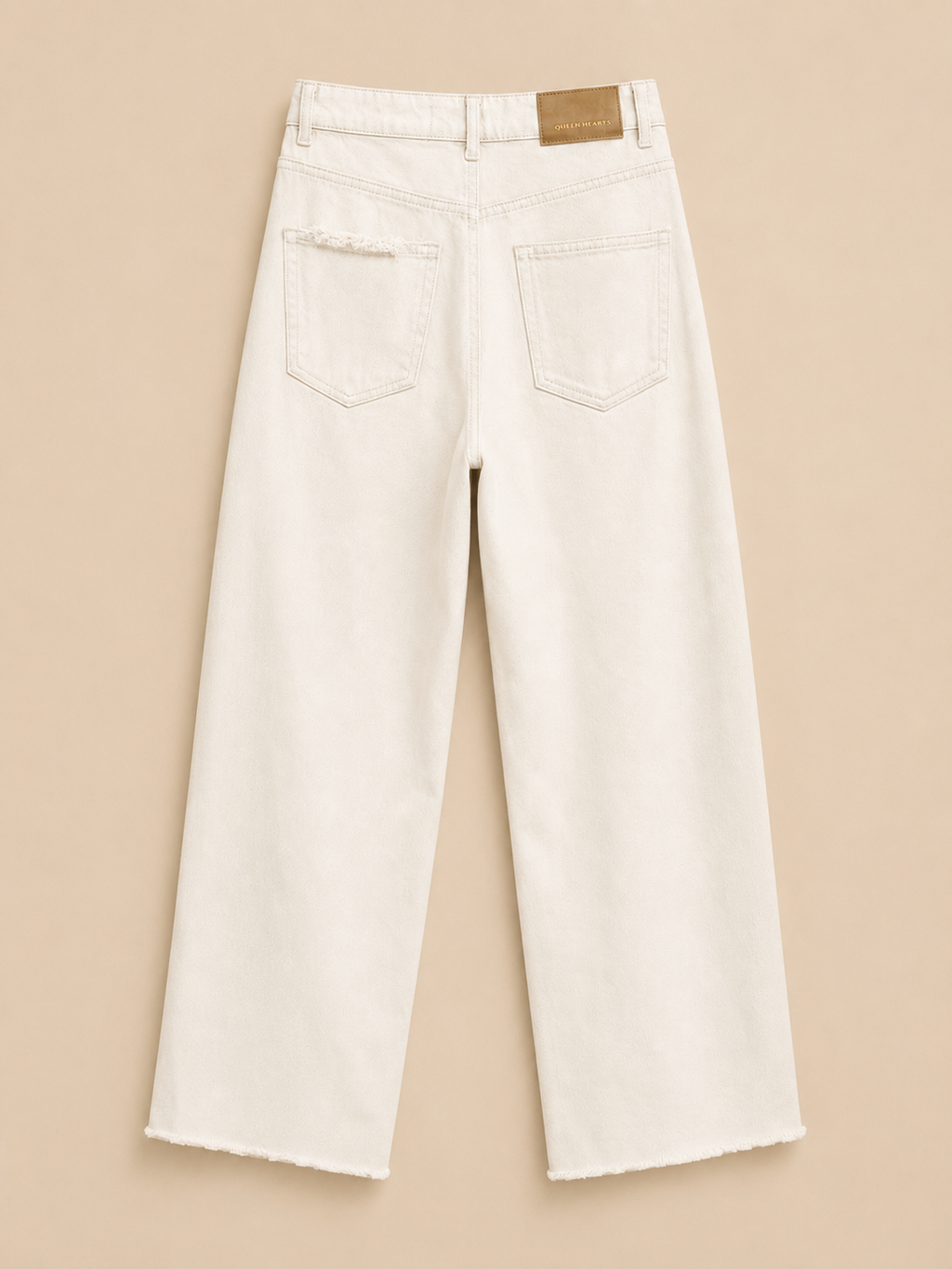 Queen Hearts wide leg jeans|Off white