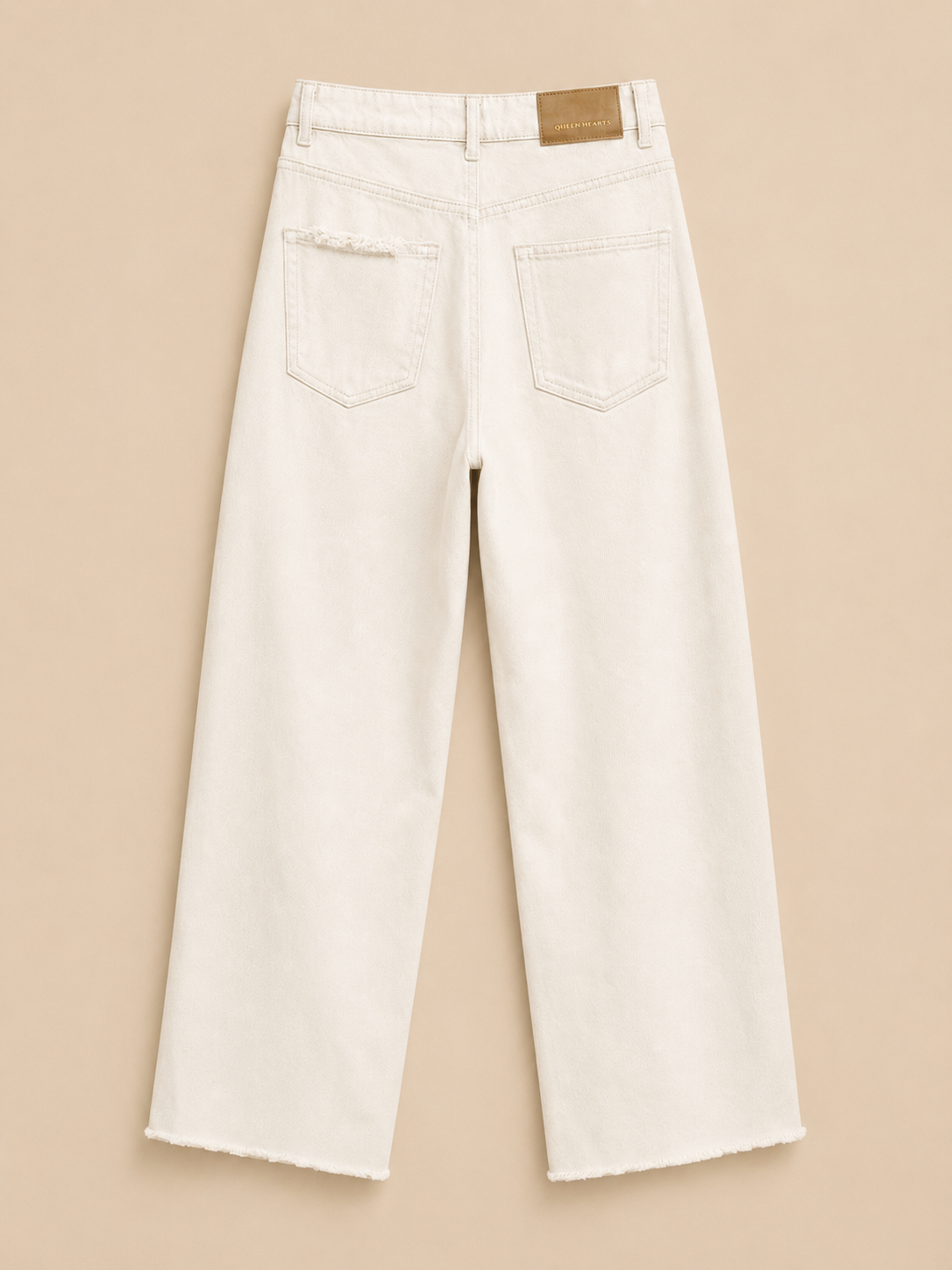 Queen Hearts wide leg jeans|Off white