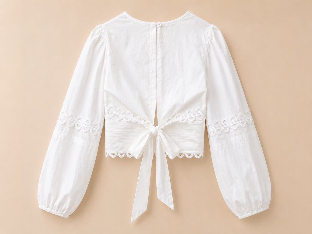 Witte blouse | open rug met striksluiting