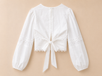 Witte blouse | open rug met striksluiting