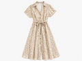 Zandkleurige Print Midi Jurk | By Swan
