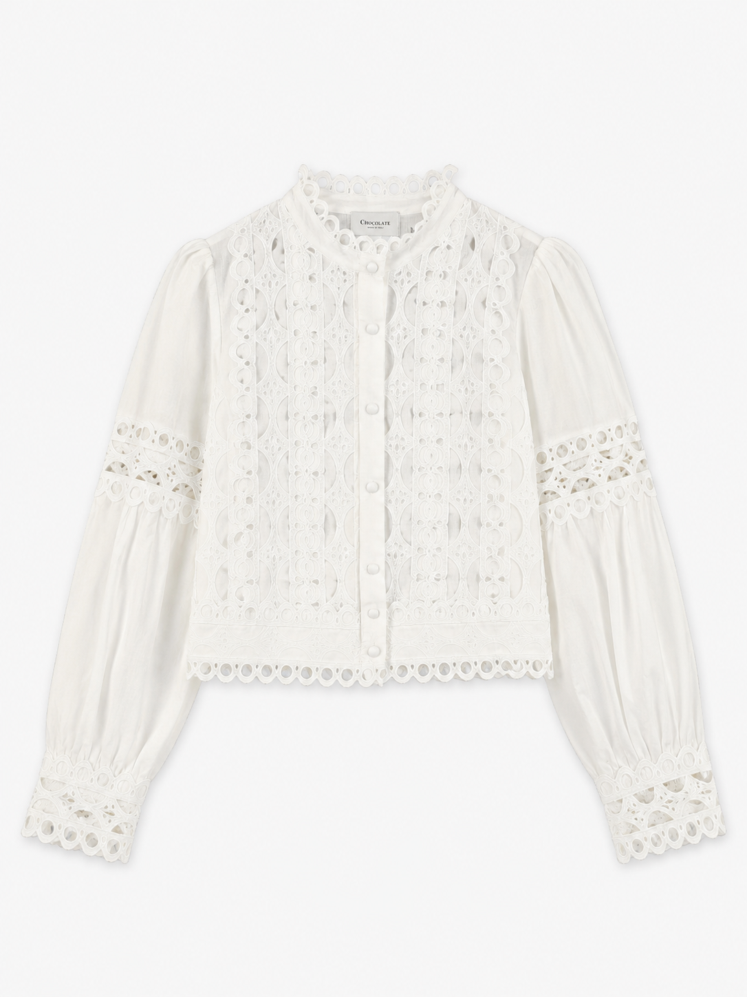 Witte Kanten Blouse met Broderie Details | Choklate Paris