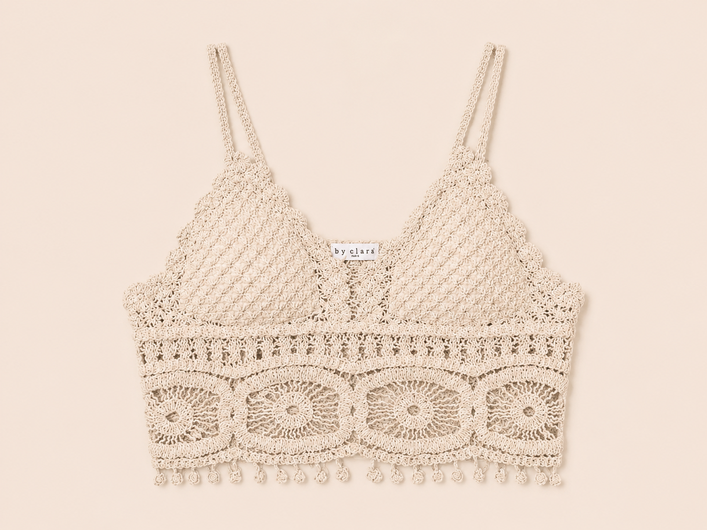 Gehaakte Top Beige | By Clara