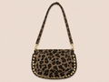 Panterprint schoudertas met gouden studs | Echt leder