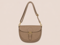 Beige Crossbody Tas met Gouden Gesp | Echt leder