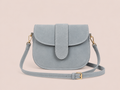 Lichtblauwe Suède Look Crossbody Tas | Echt Leer