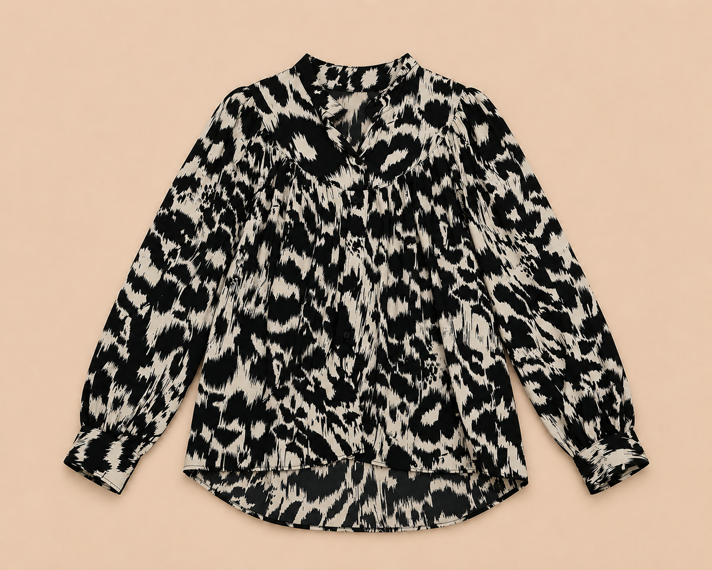 Zwart-Witte Abstract Print Blouse | Retro&Icone Paris
