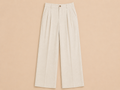 Beige Linnen Look Wide Leg Pantalon | Elenza