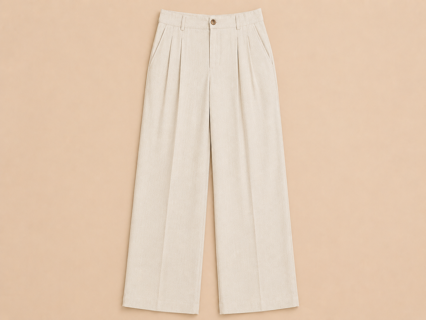 Beige Linnen Look Wide Leg Pantalon | Elenza