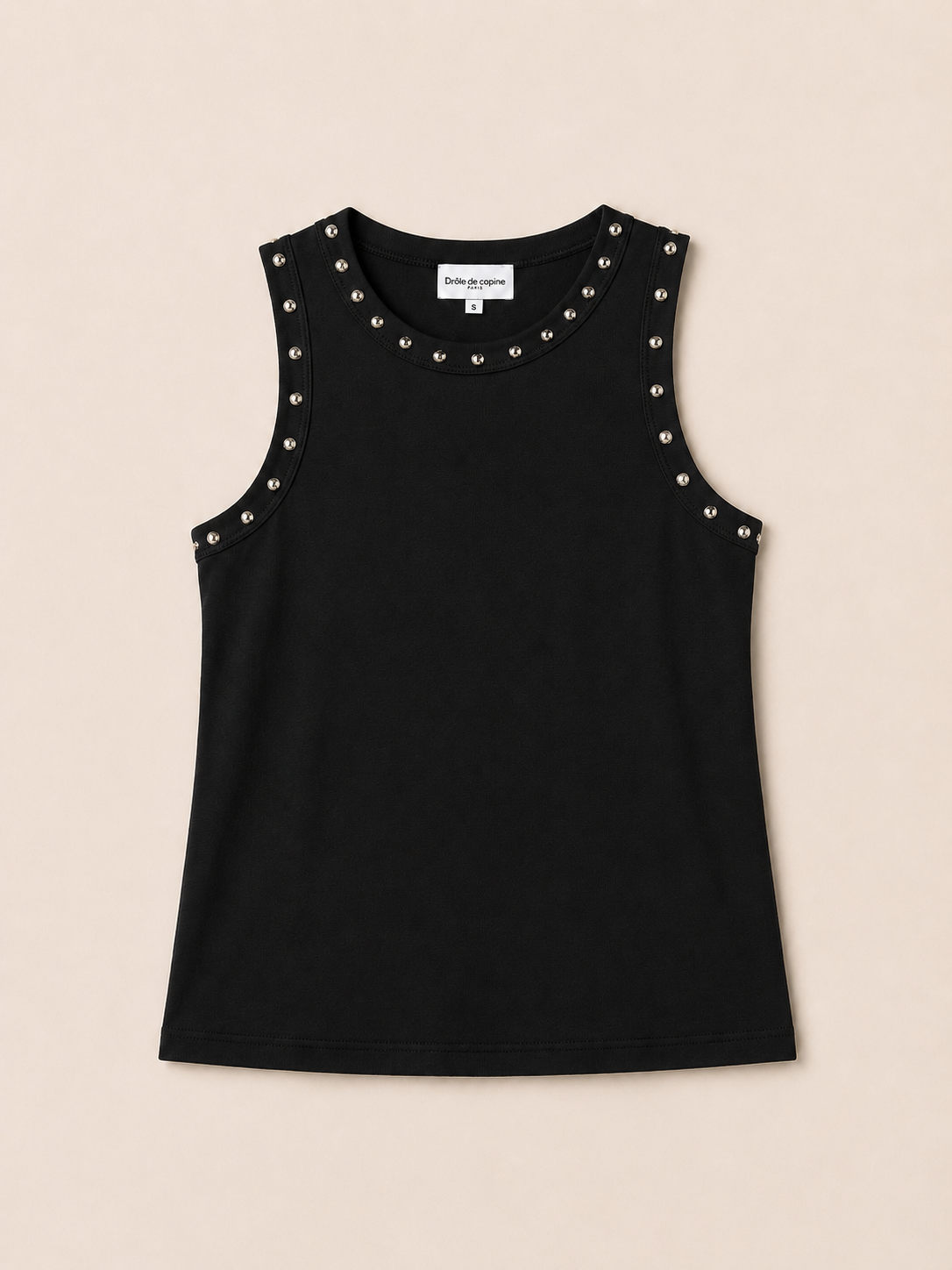Zwarte tanktop met studs | Drôle De Compine
