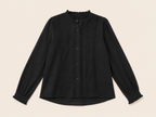 Zwarte blouse met kant details | By Clara