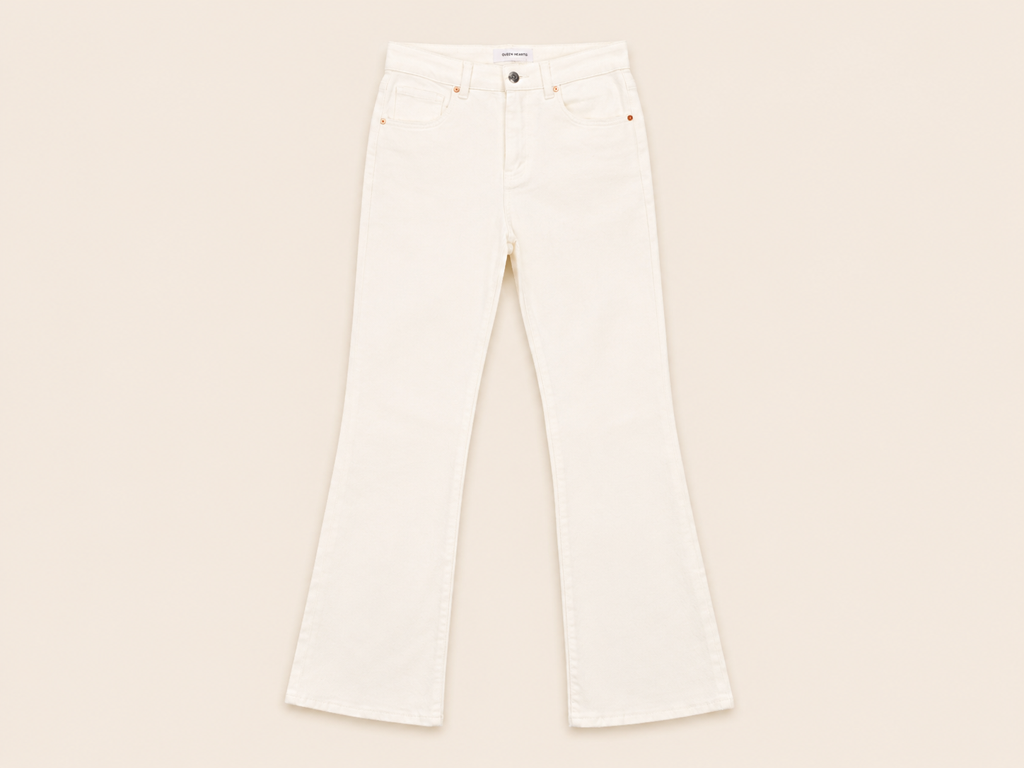 Witte flaired jeans | Queen Hearts