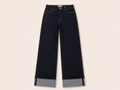 Dark Denim Wide Leg Jeans met Omslag | Queen Hearts