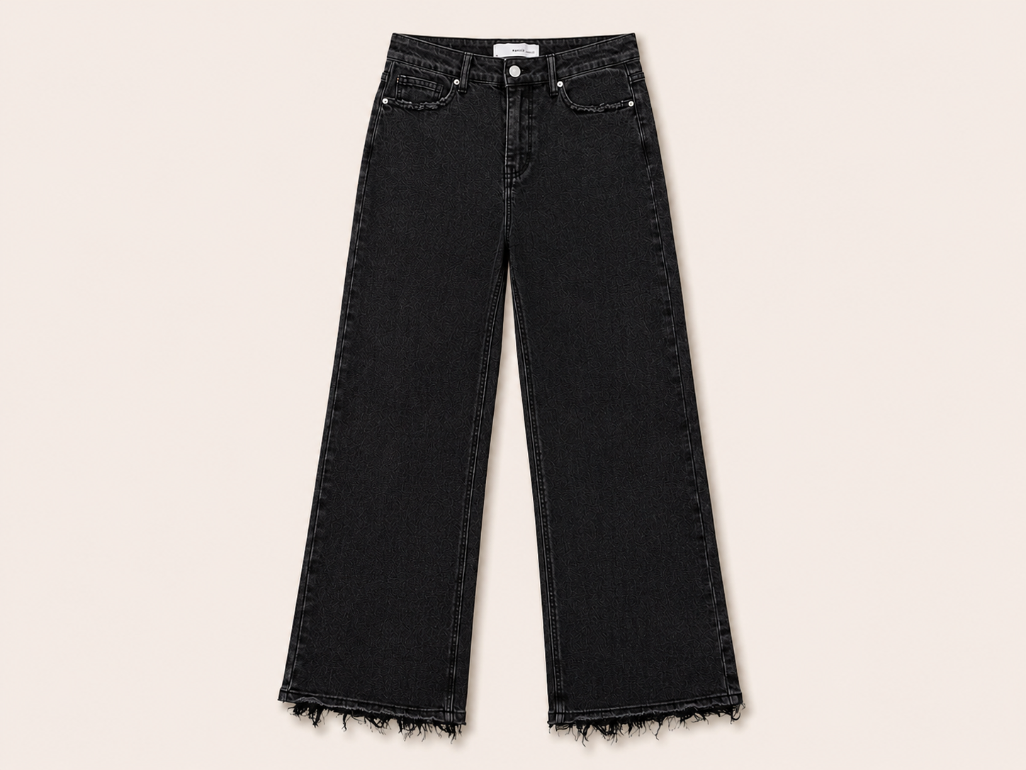 Black Wide Leg Jeans met Raw Hem | Queen Hearts