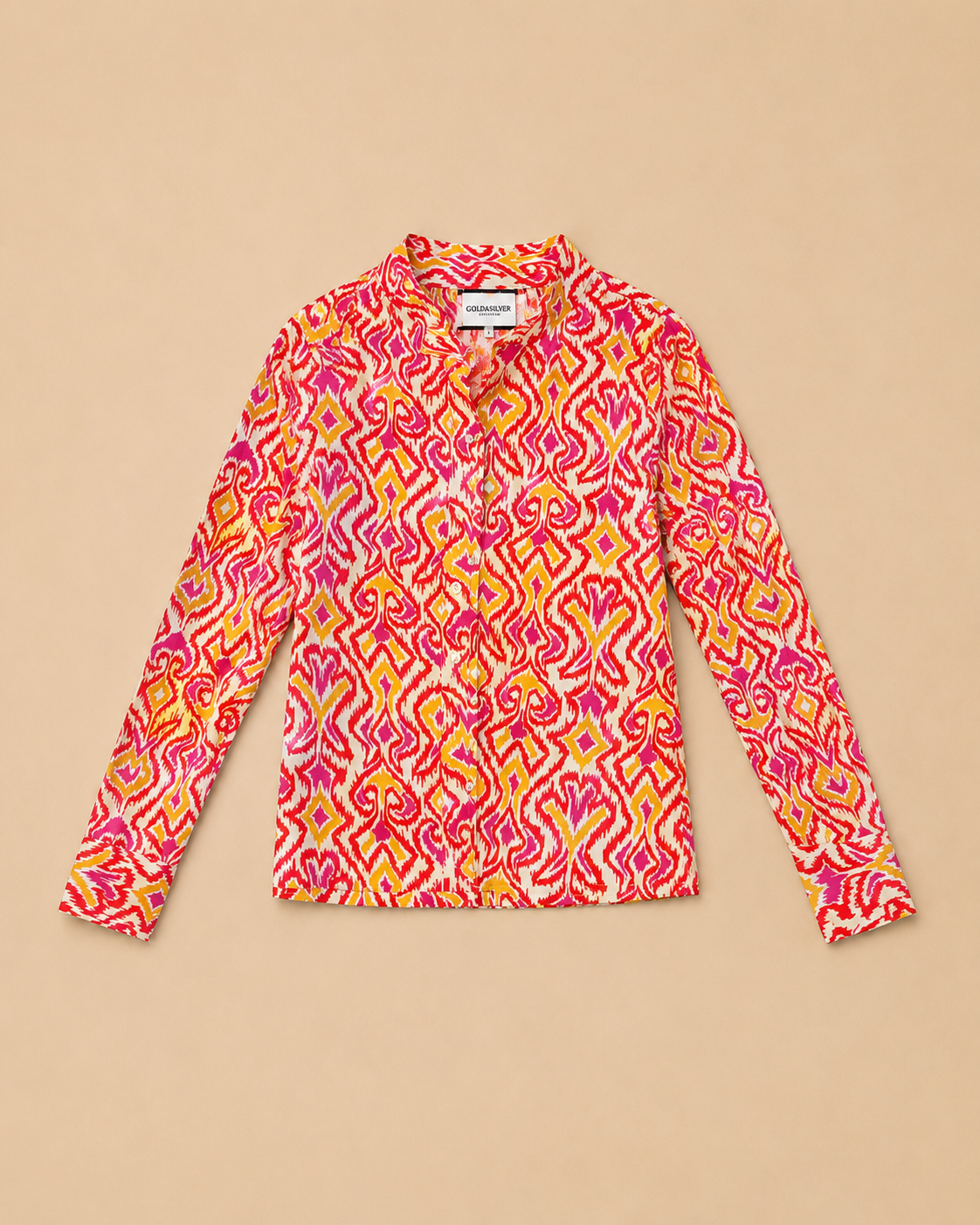 Blouse met kleurrijke print roze, rood & oranje | Dames blouse | Mamalady