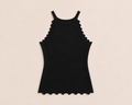 Zwarte Rib Tanktop met Kartelrand | Effeny