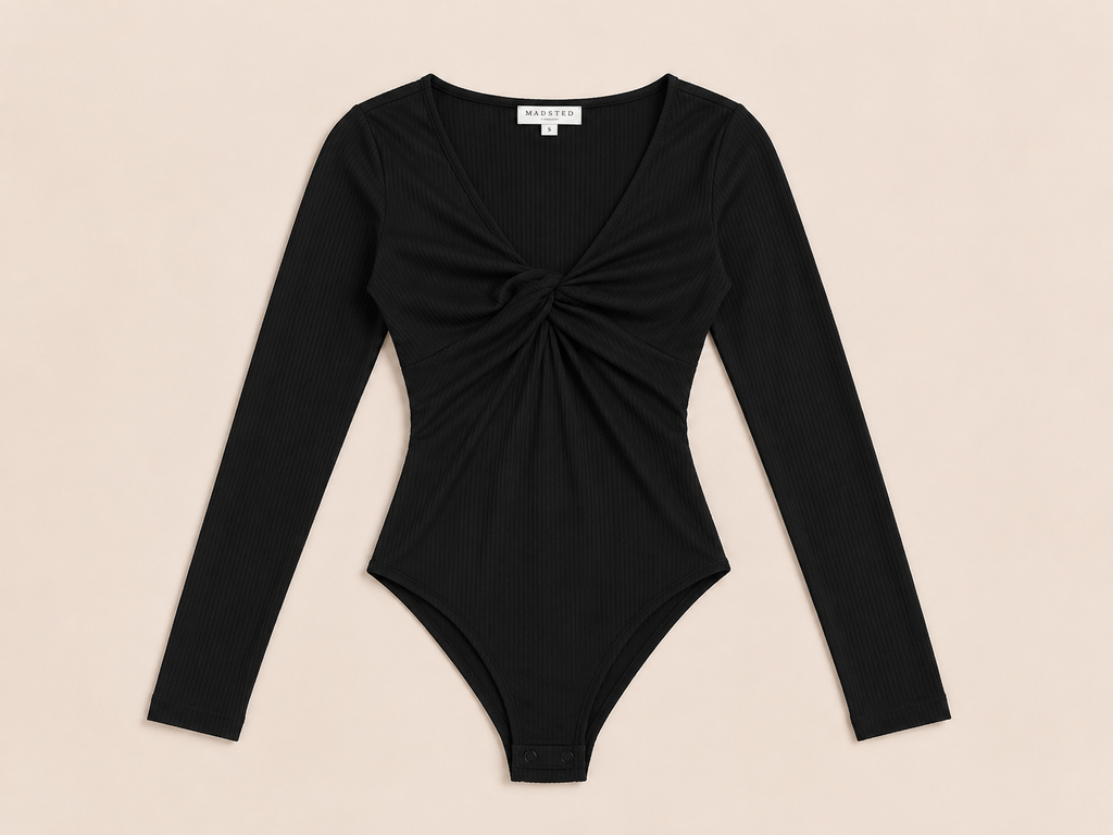 Zwarte Rib Body met Gedraaid Detail | Madster
