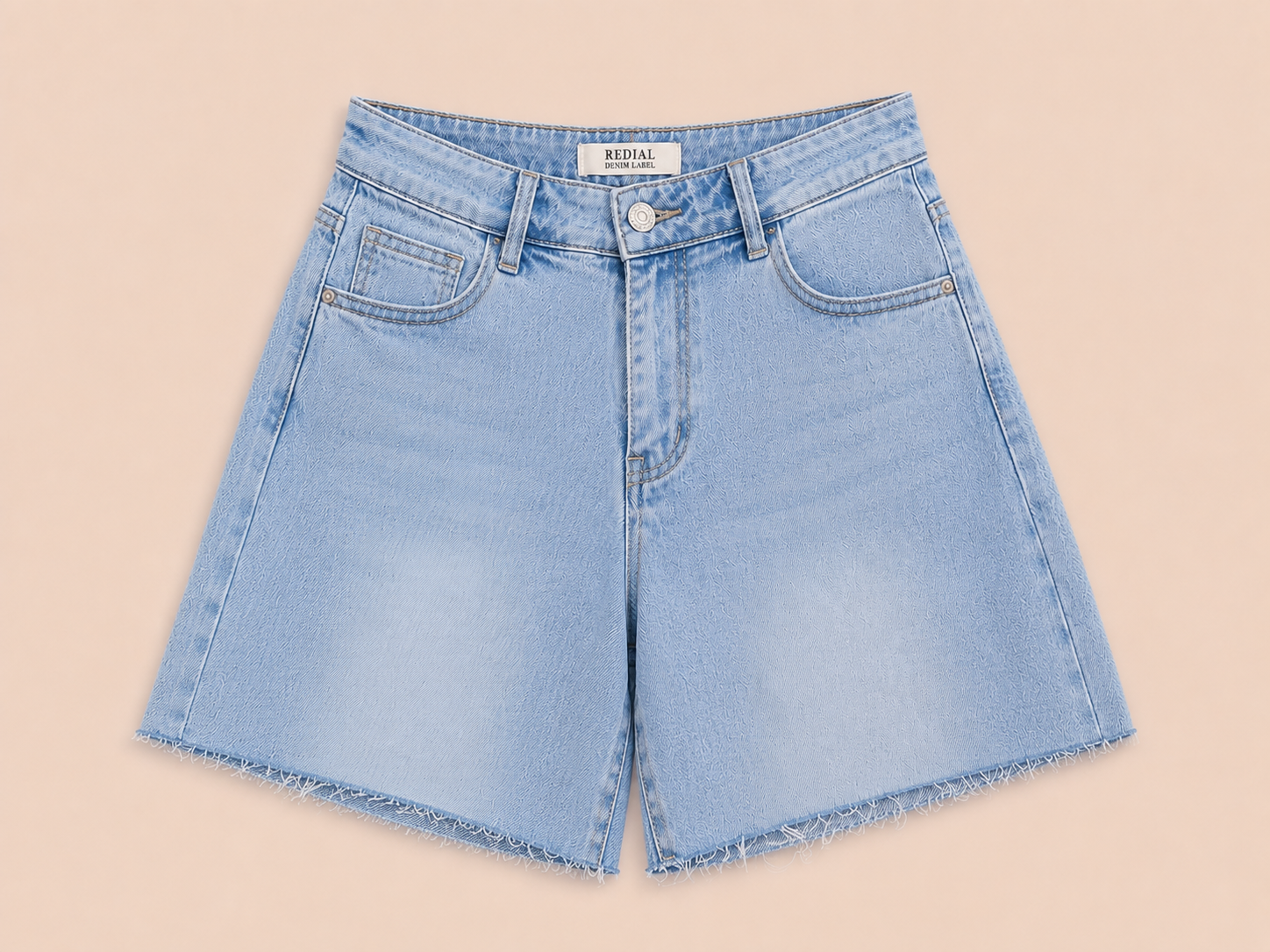Lichtblauwe mid waist denim short| Redial