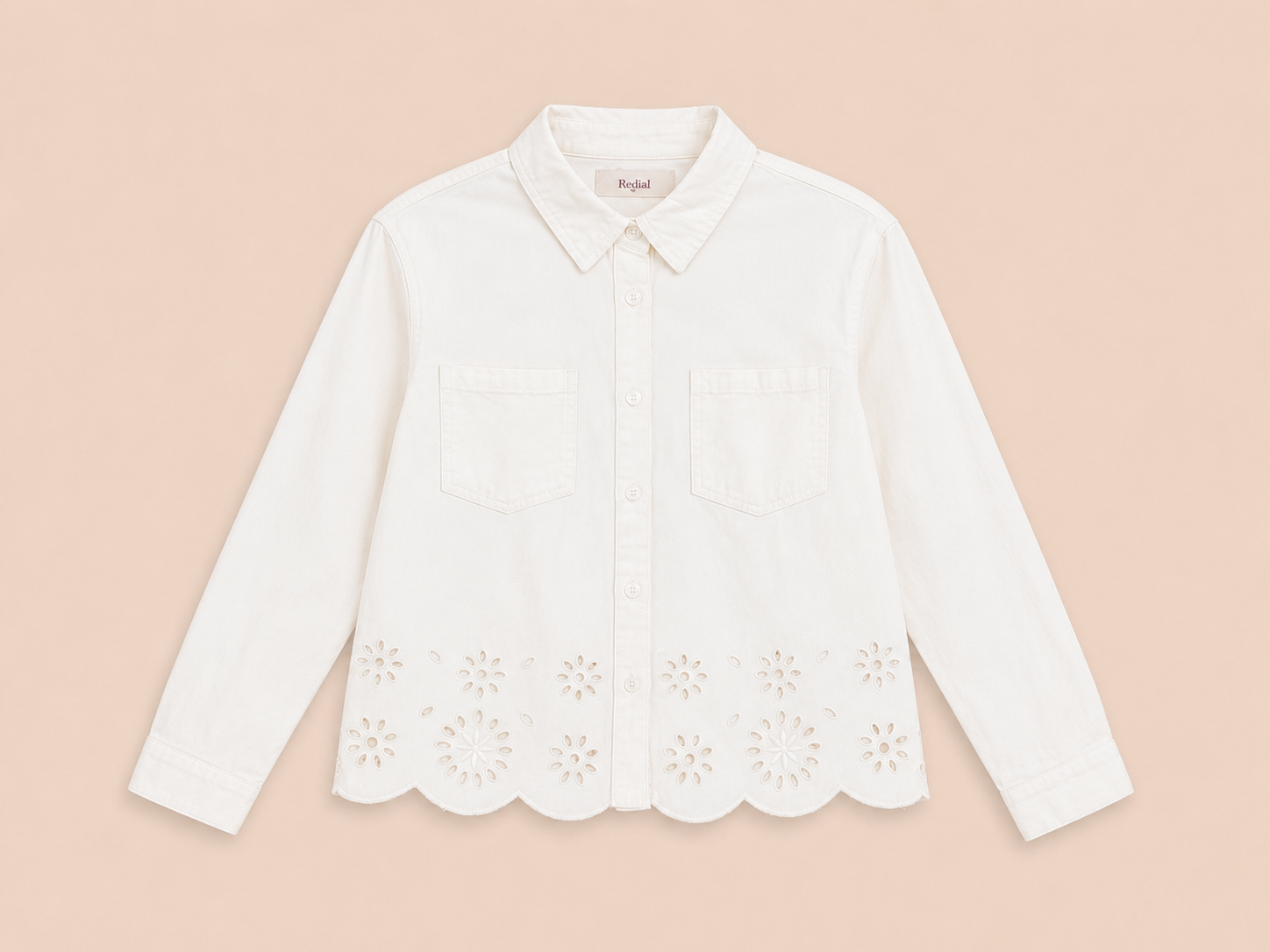 Witte denim Broderie Blouse | Redial