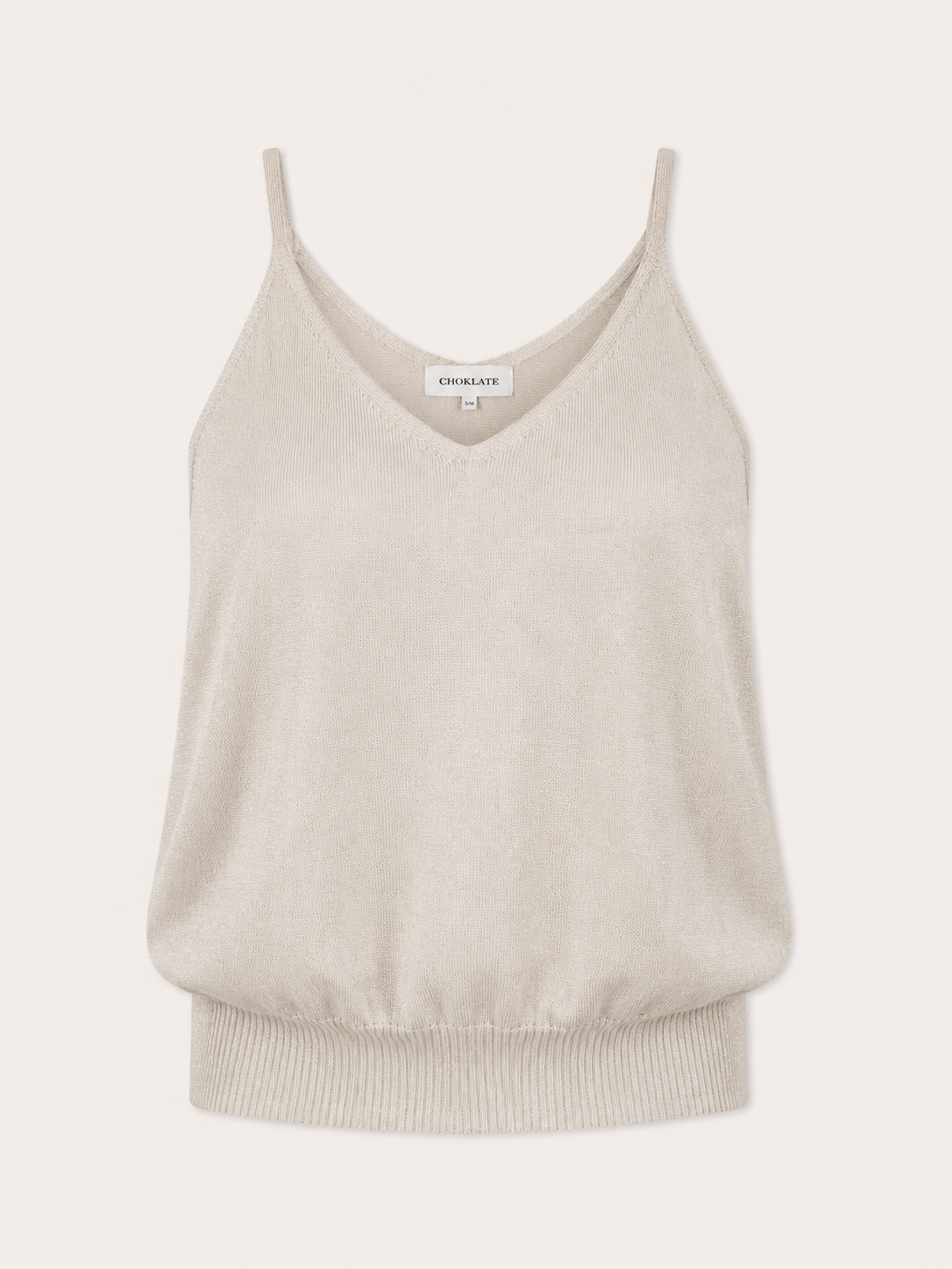 Champagne Glitter Top met Spaghettibandjes