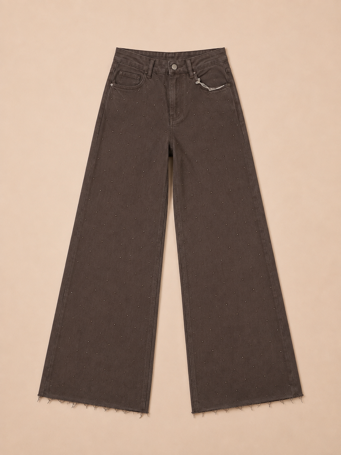 Chocolade bruine broek met steentjes | Queen Hearts