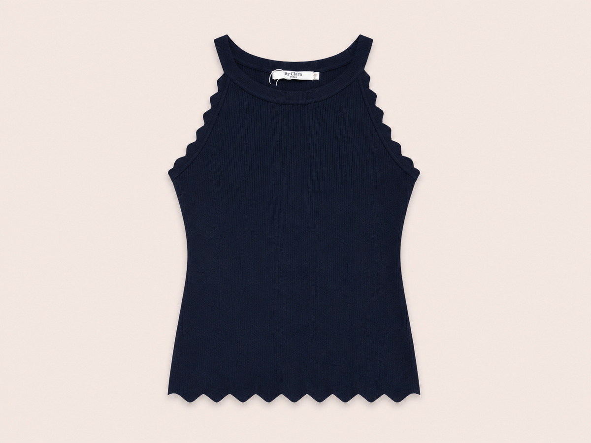 Donkerblauwe Rib Top | By Clara