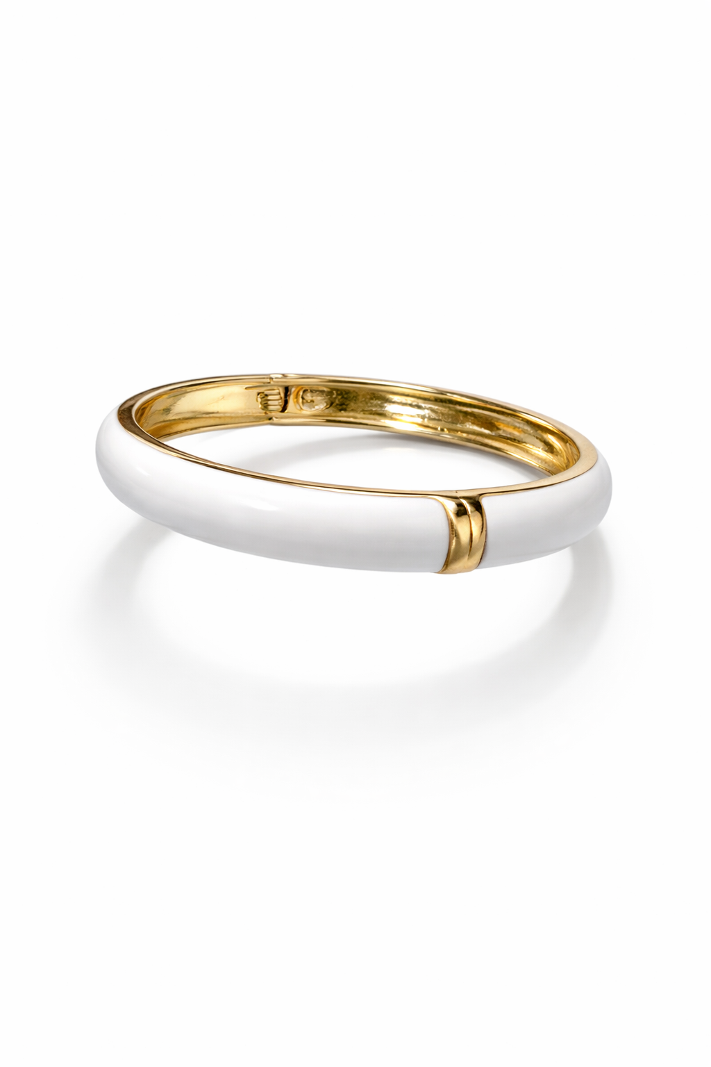 Wit-Gouden Armband | Elegante Statement Bangle met Gouden Details Stainless Steel