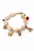 Beige Bedel Armband Dames | Goudkleurig Stainless Steel