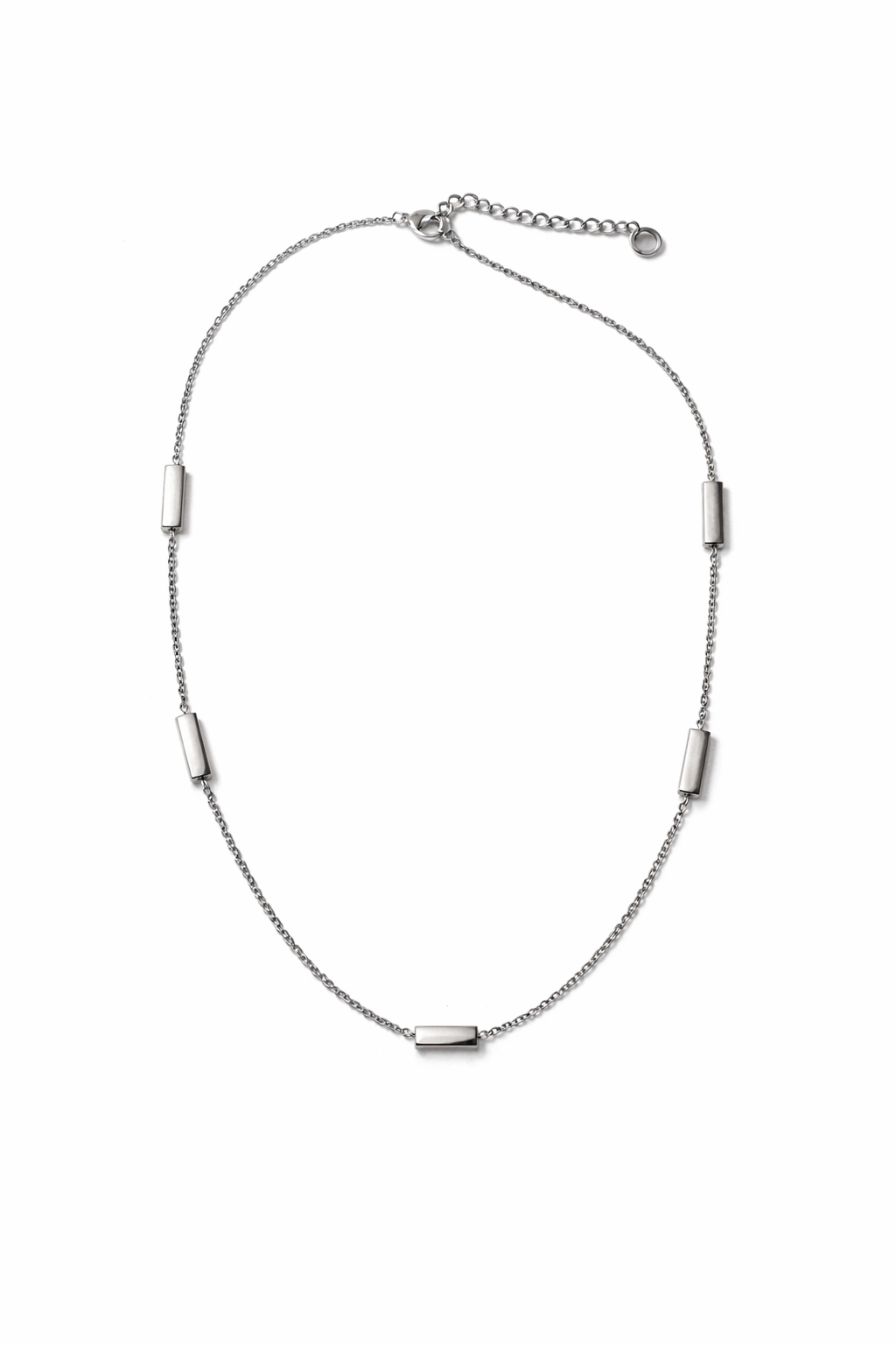 Stainless Steel Zilveren Ketting met Minimalistische Staafdetails | Waterproof