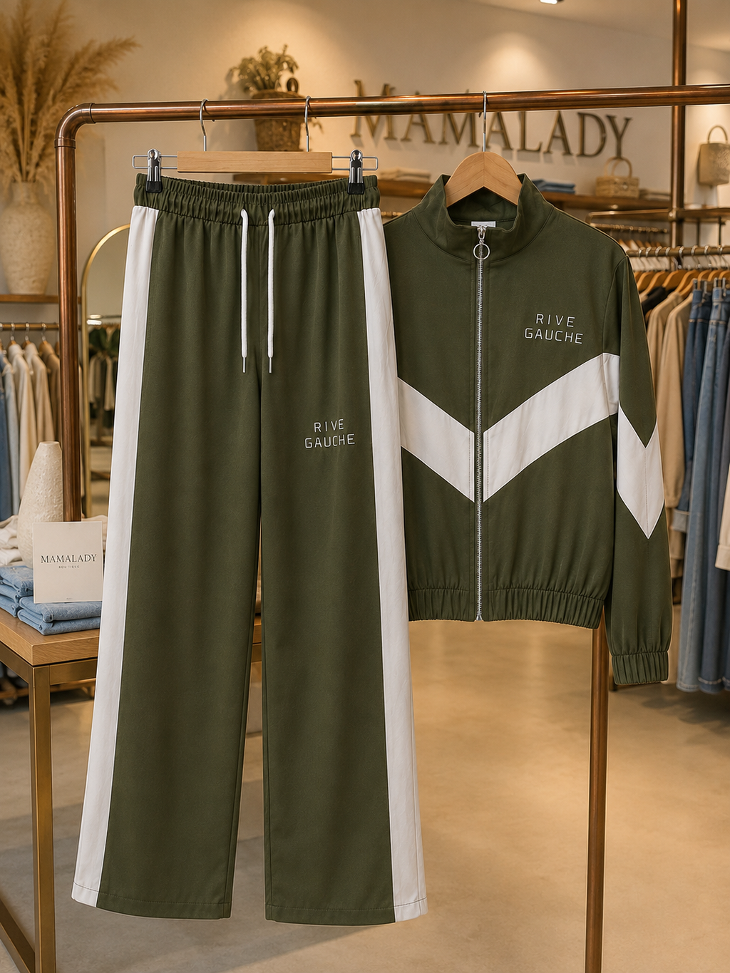 Rive Gauche Track Set | Khaki & Ecru