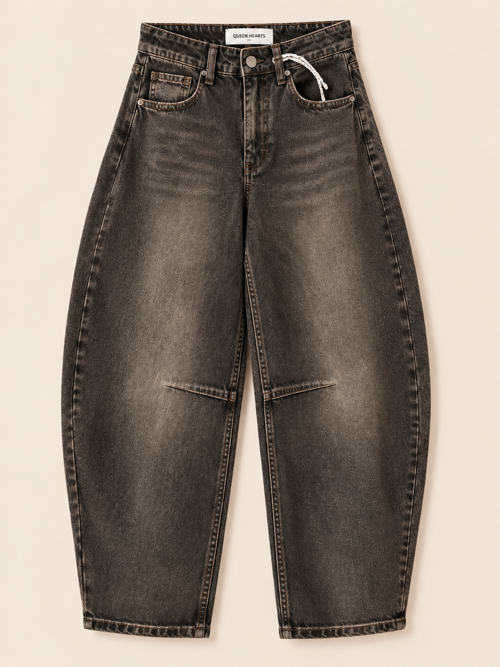 Queen Hearts The Barrel Jeans | Washed Brown