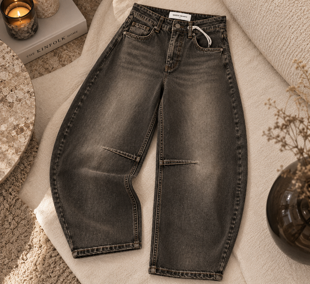 Queen Hearts The Barrel Jeans | Washed Brown