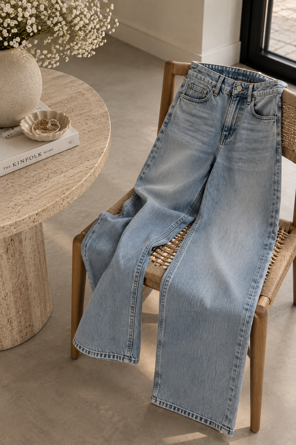 Lichtblauwe Wide Leg Jeans | Queen Hearts