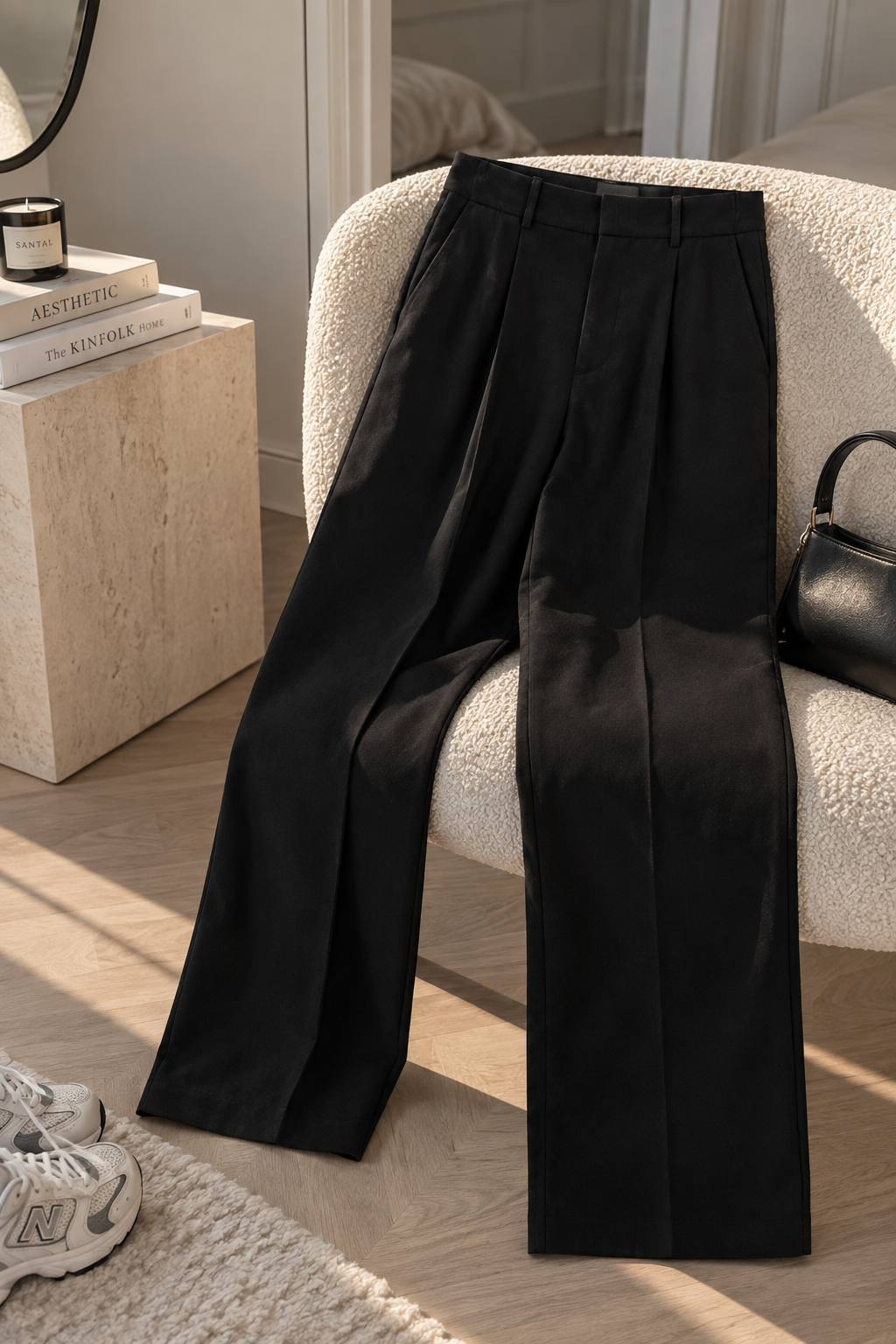 Classic Wide Leg Pantalon Zwart | Drôle De Copine