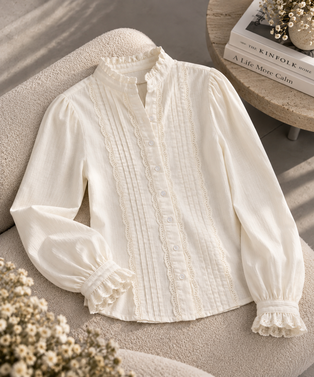 Witte Blouse met Kantdetails | Effeny