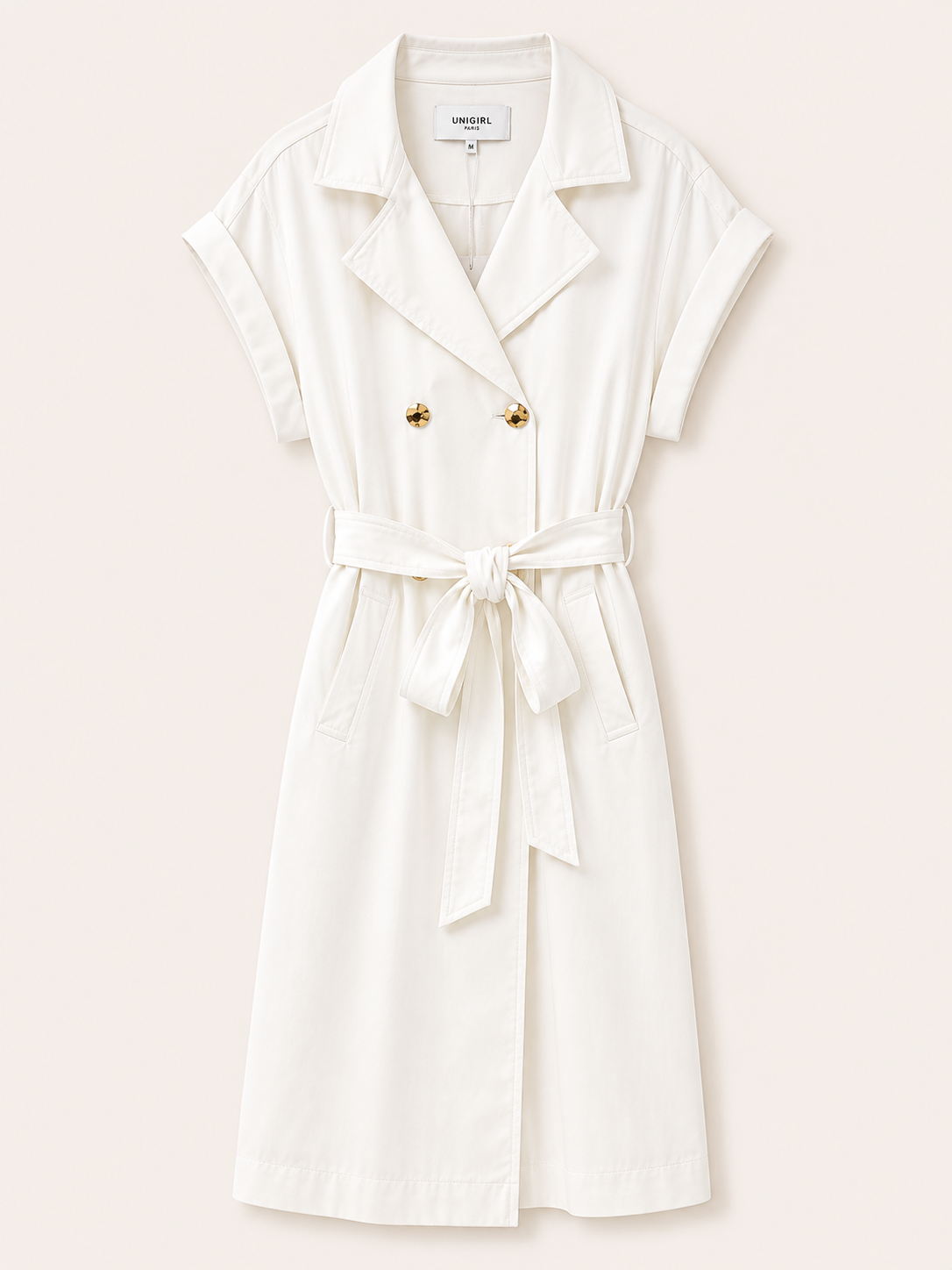Witte blazerjurk met ceintuur | Unigirl Paris
