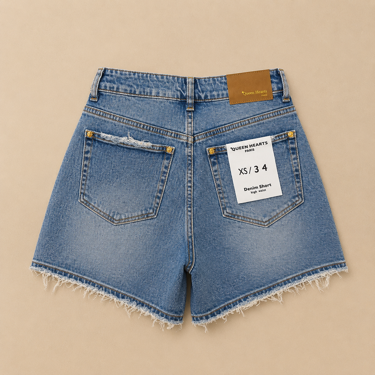 Queen Hearts Denim Short High Waist | Lichtblauw