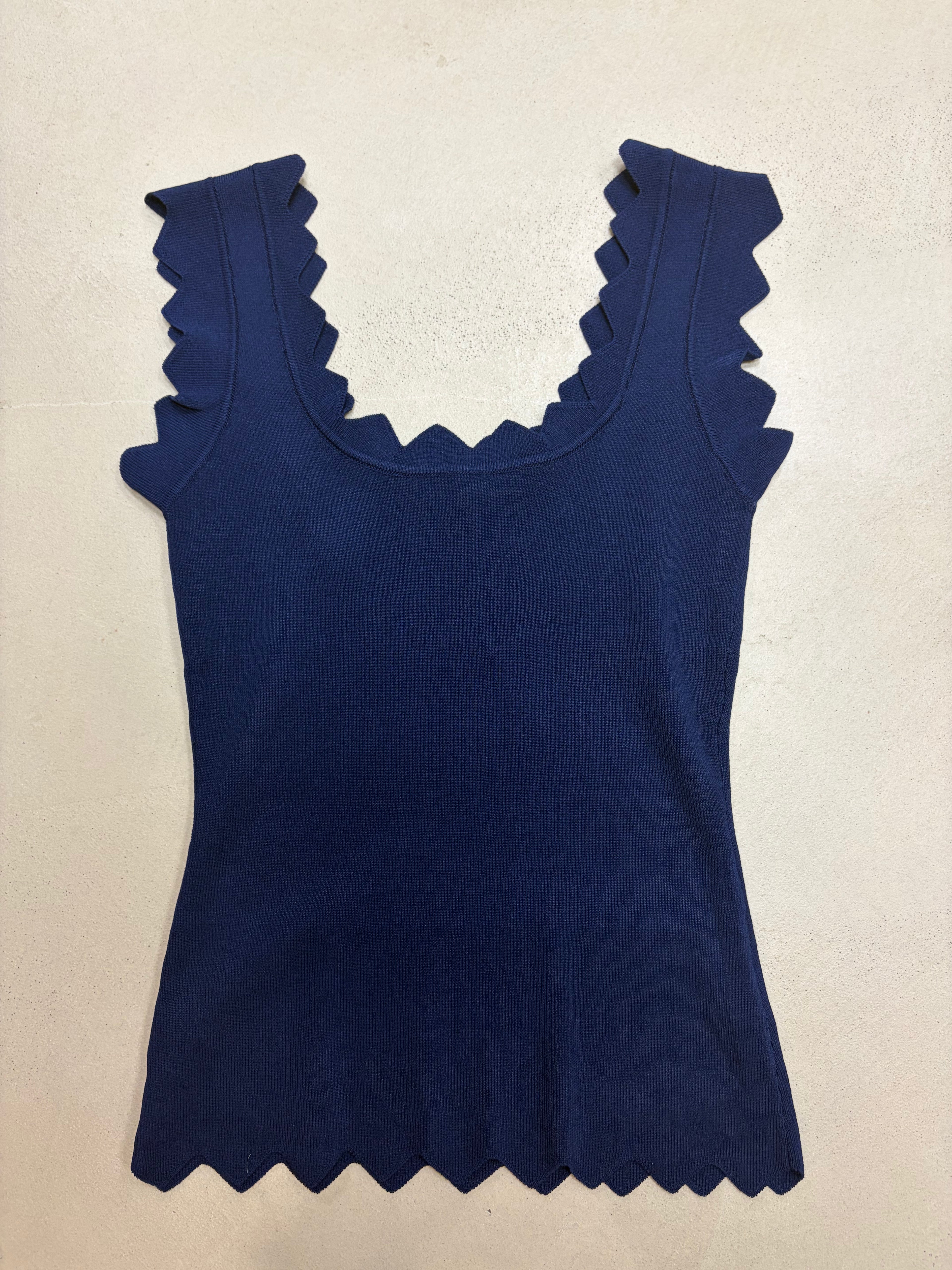 Donkerblauwe Ruffle Top Dames | Donkerblauw