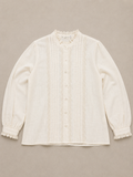 Crème Broderie Blouse Dames | 100% Katoen Met Kant Details