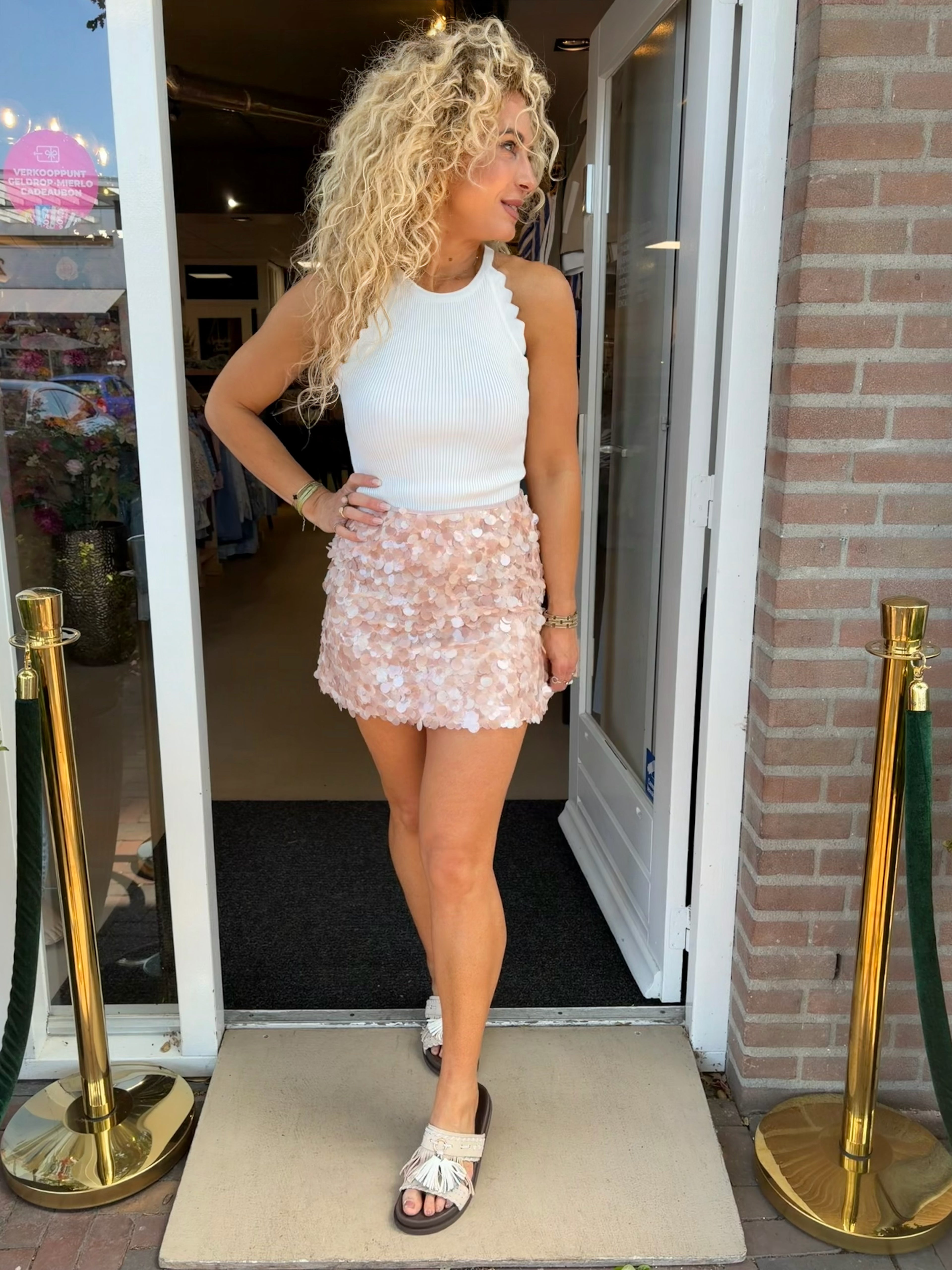 Roze Pailletten Rok Dames | Feestelijke Mini Rok