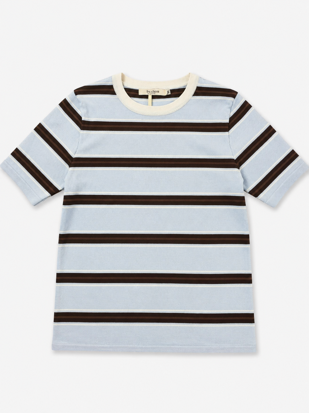 Lichtblauw/bruin gestreept shirt | By Clara